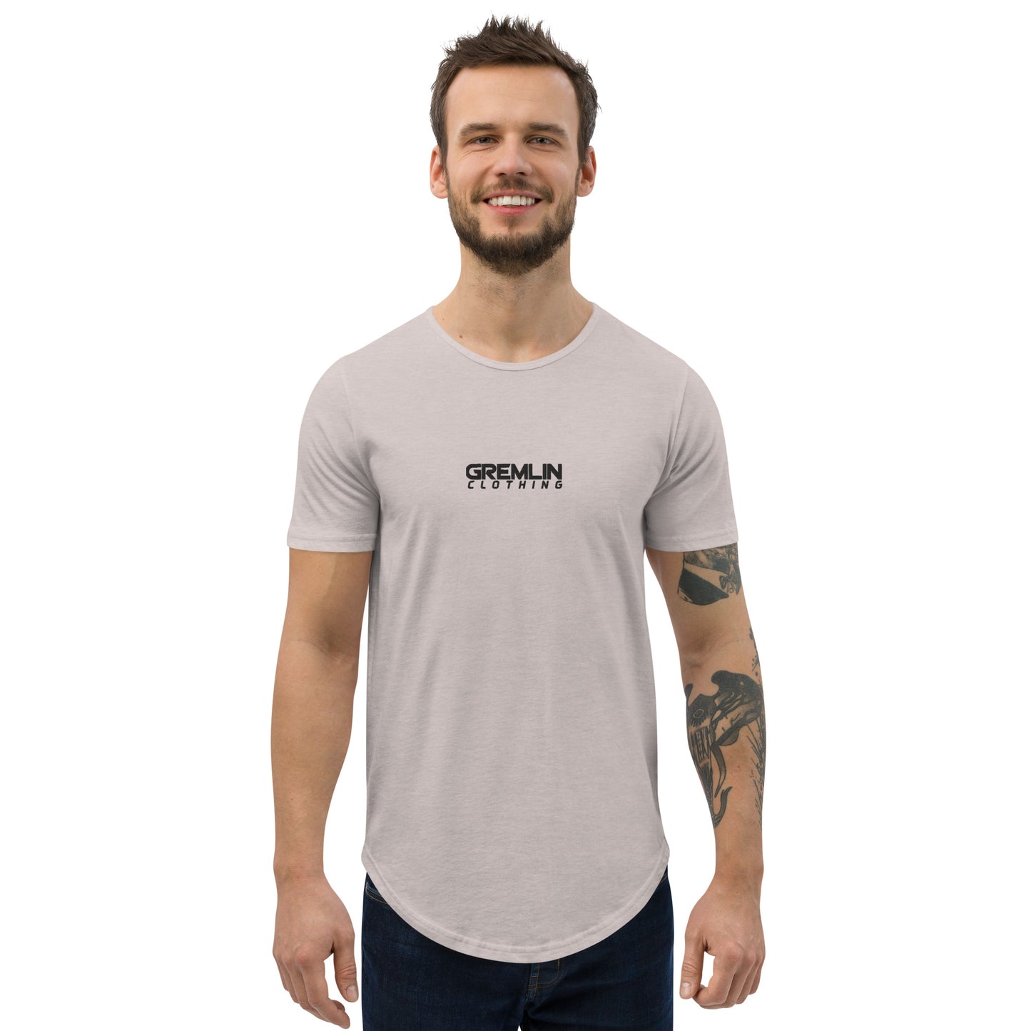 Men's Embroidered Curved Hem T-Shirt
