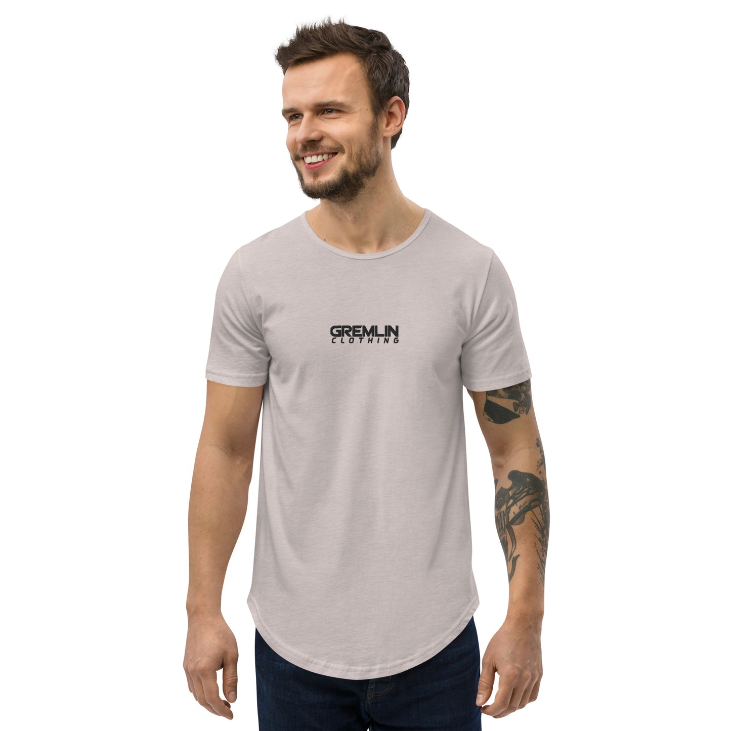 Men's Embroidered Curved Hem T-Shirt