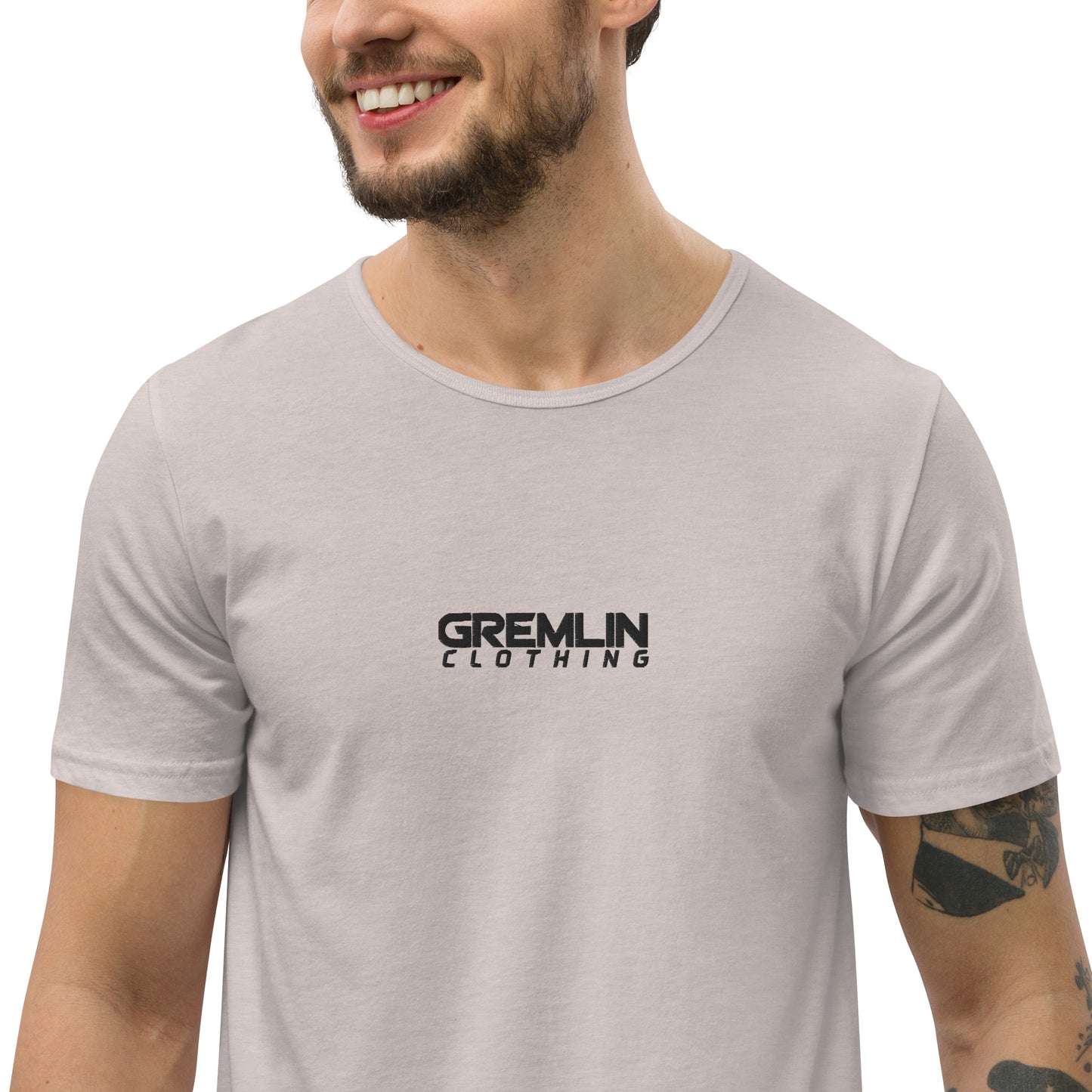 Men's Embroidered Curved Hem T-Shirt