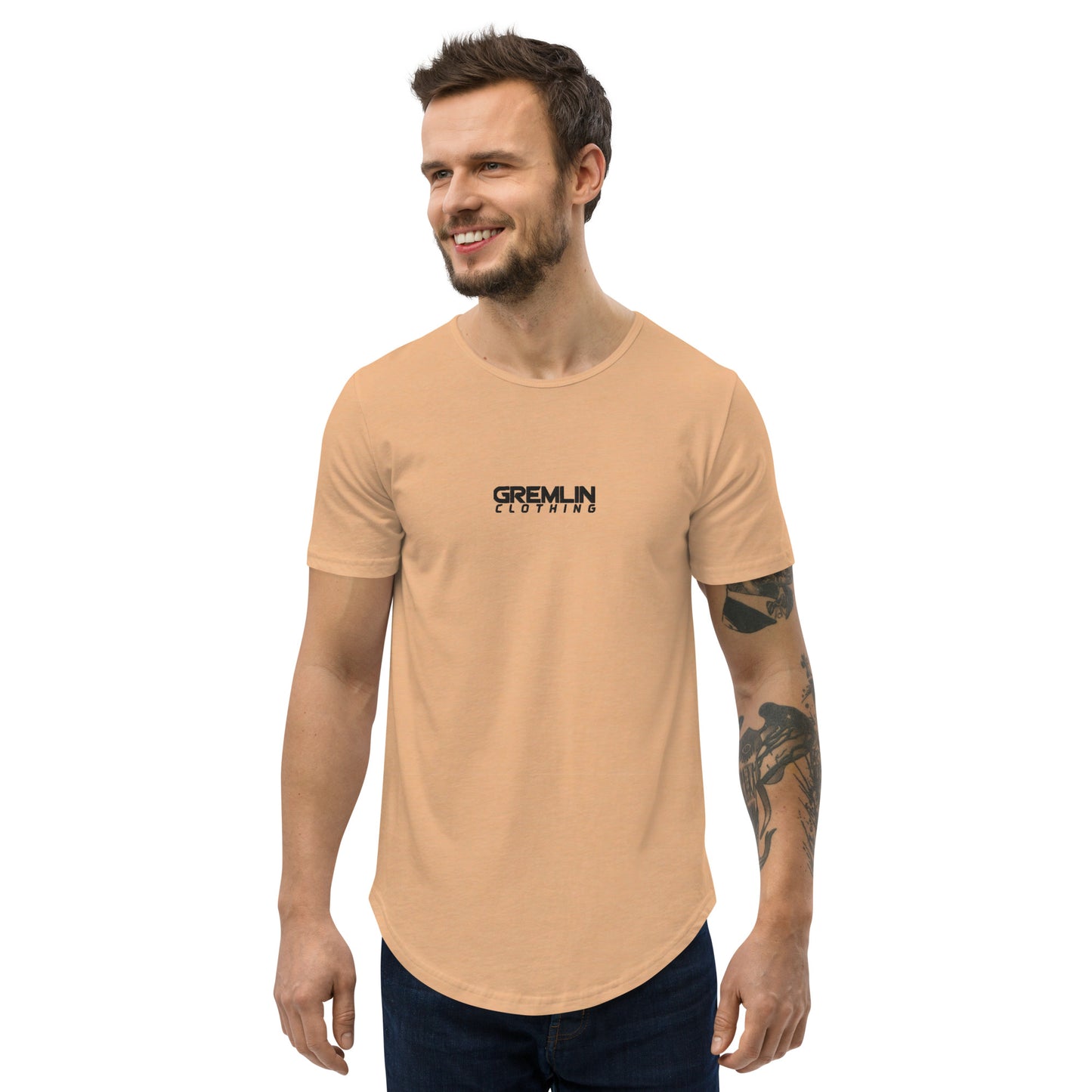 Men's Embroidered Curved Hem T-Shirt