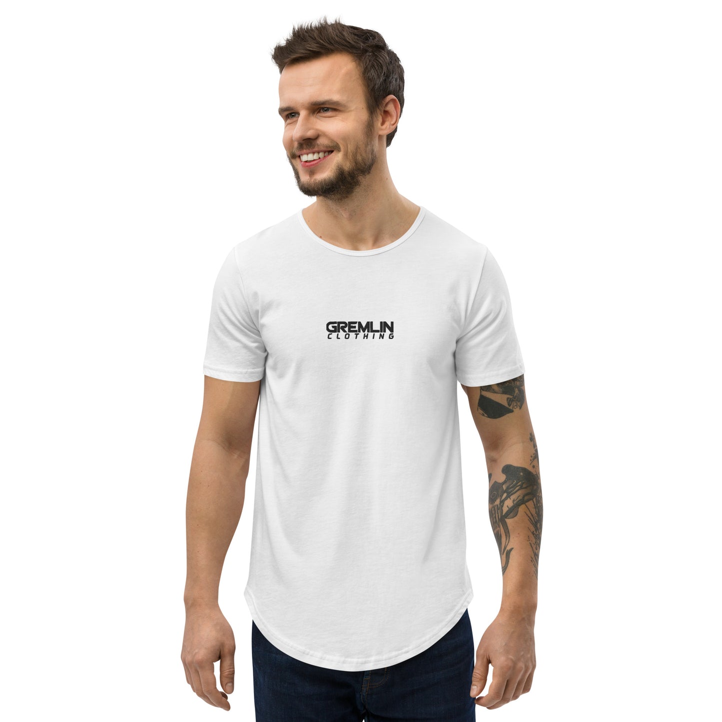 Men's Embroidered Curved Hem T-Shirt