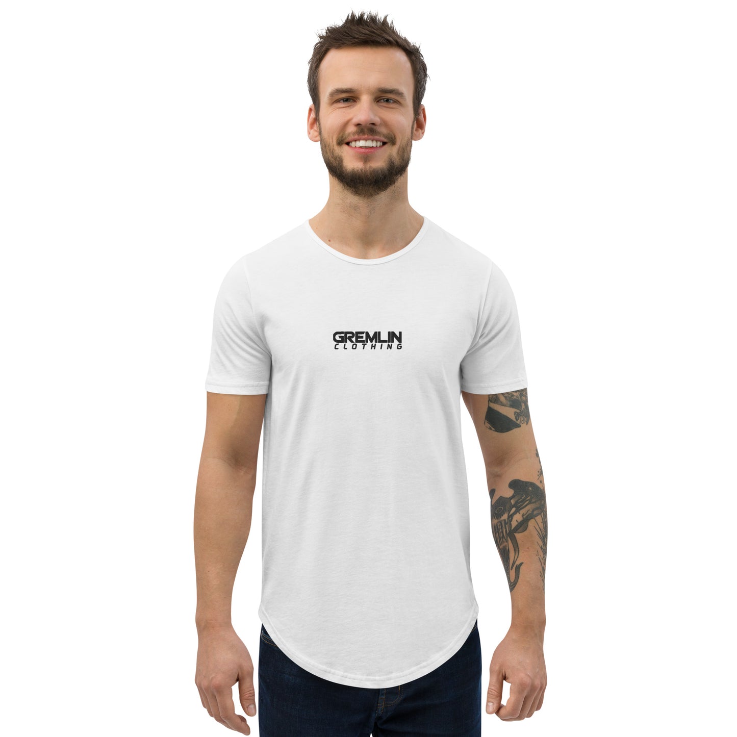 Men's Embroidered Curved Hem T-Shirt