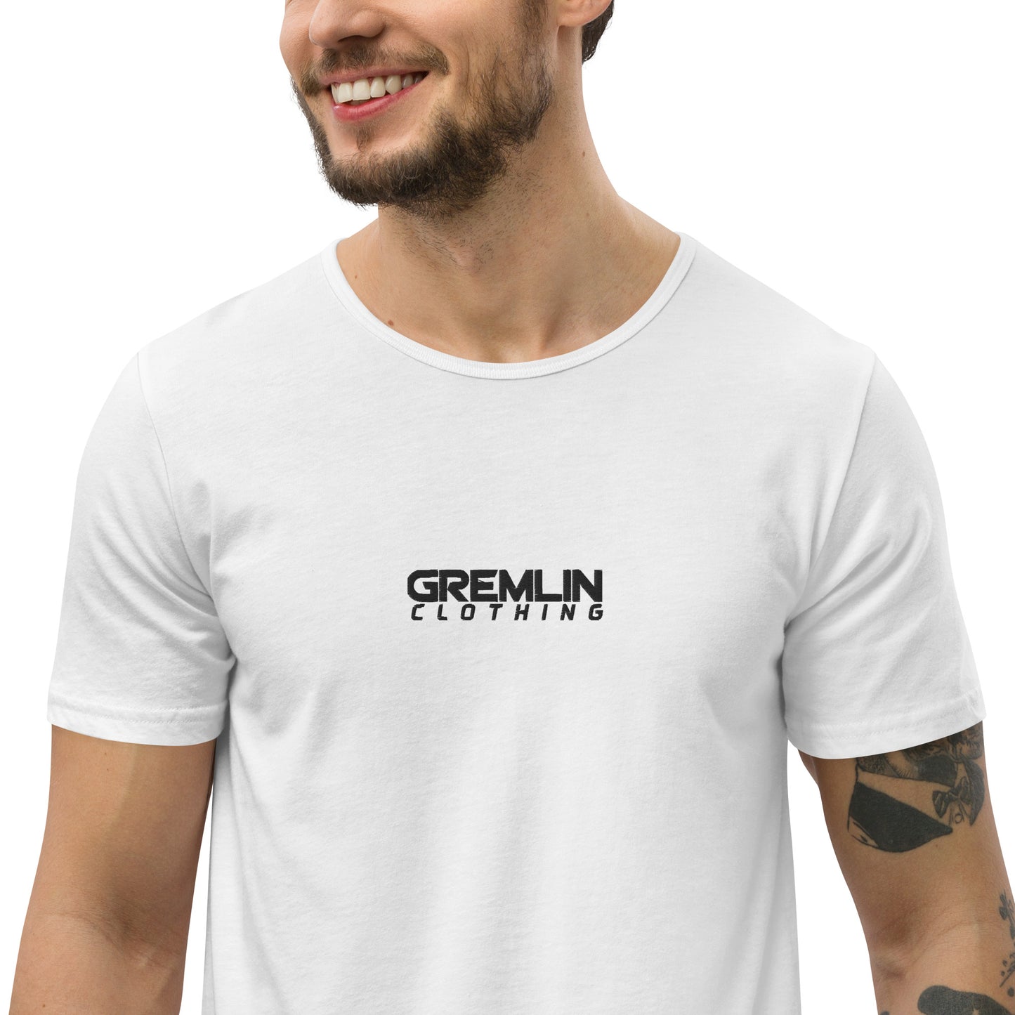 Men's Embroidered Curved Hem T-Shirt