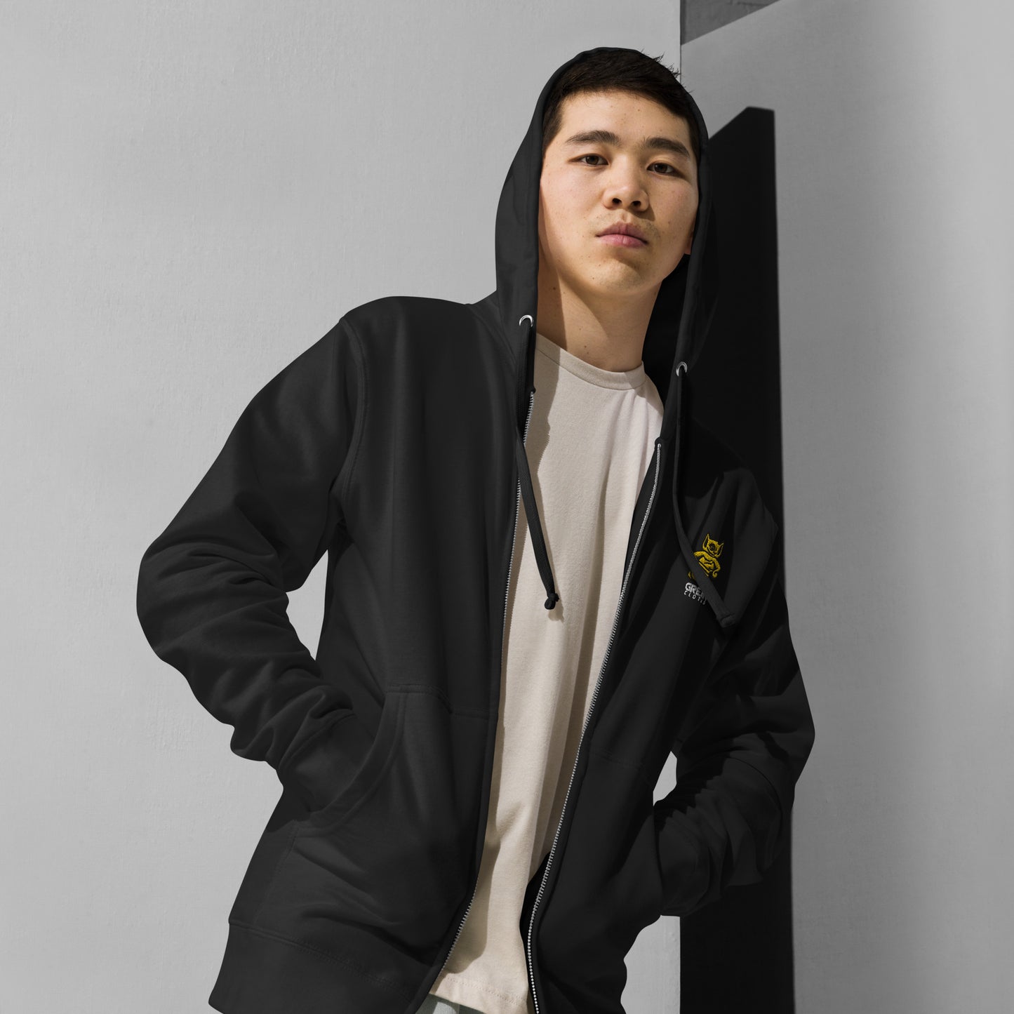 Men's Embroidered Fleece Zip Up Hoodie