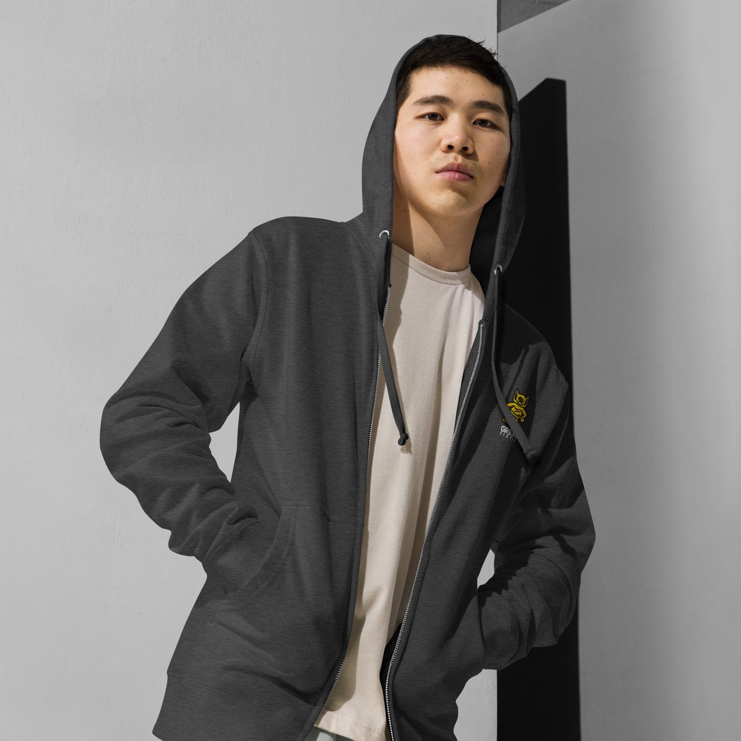 Men's Embroidered Fleece Zip Up Hoodie